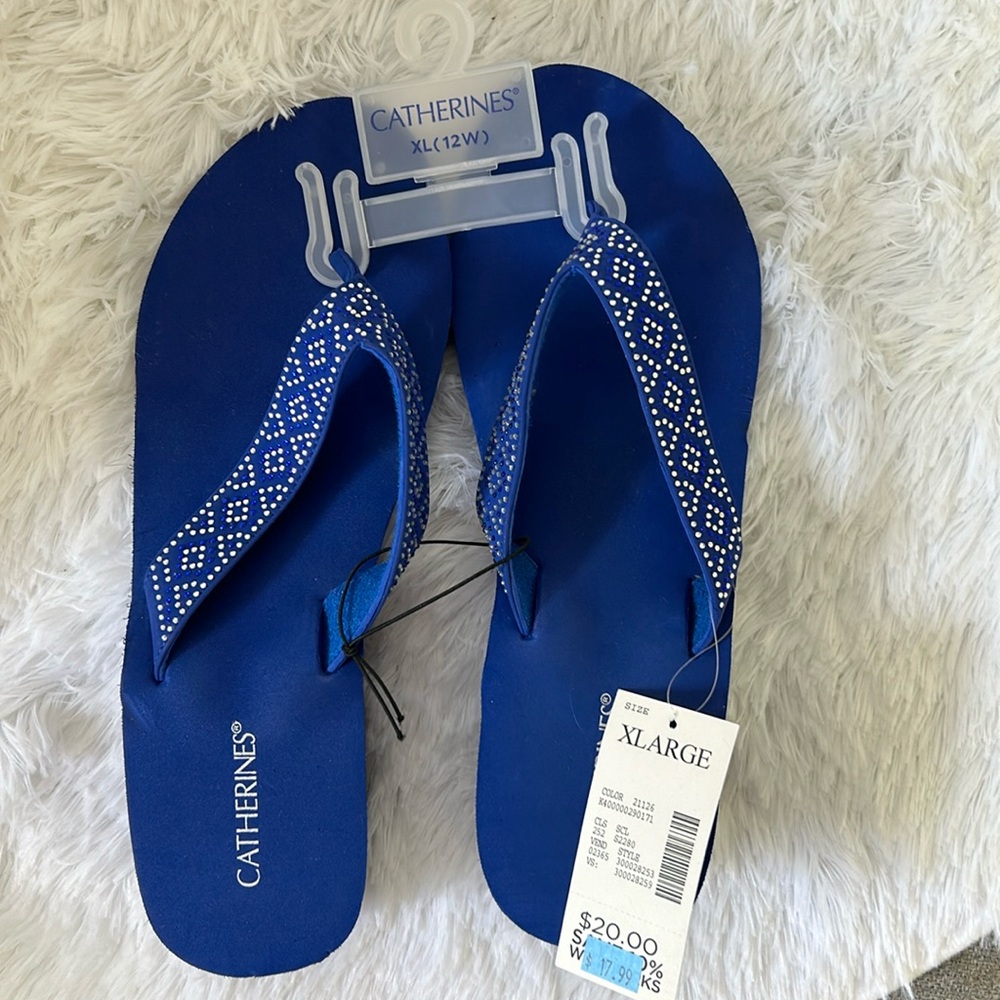Royal blue wedge hill flip-flops